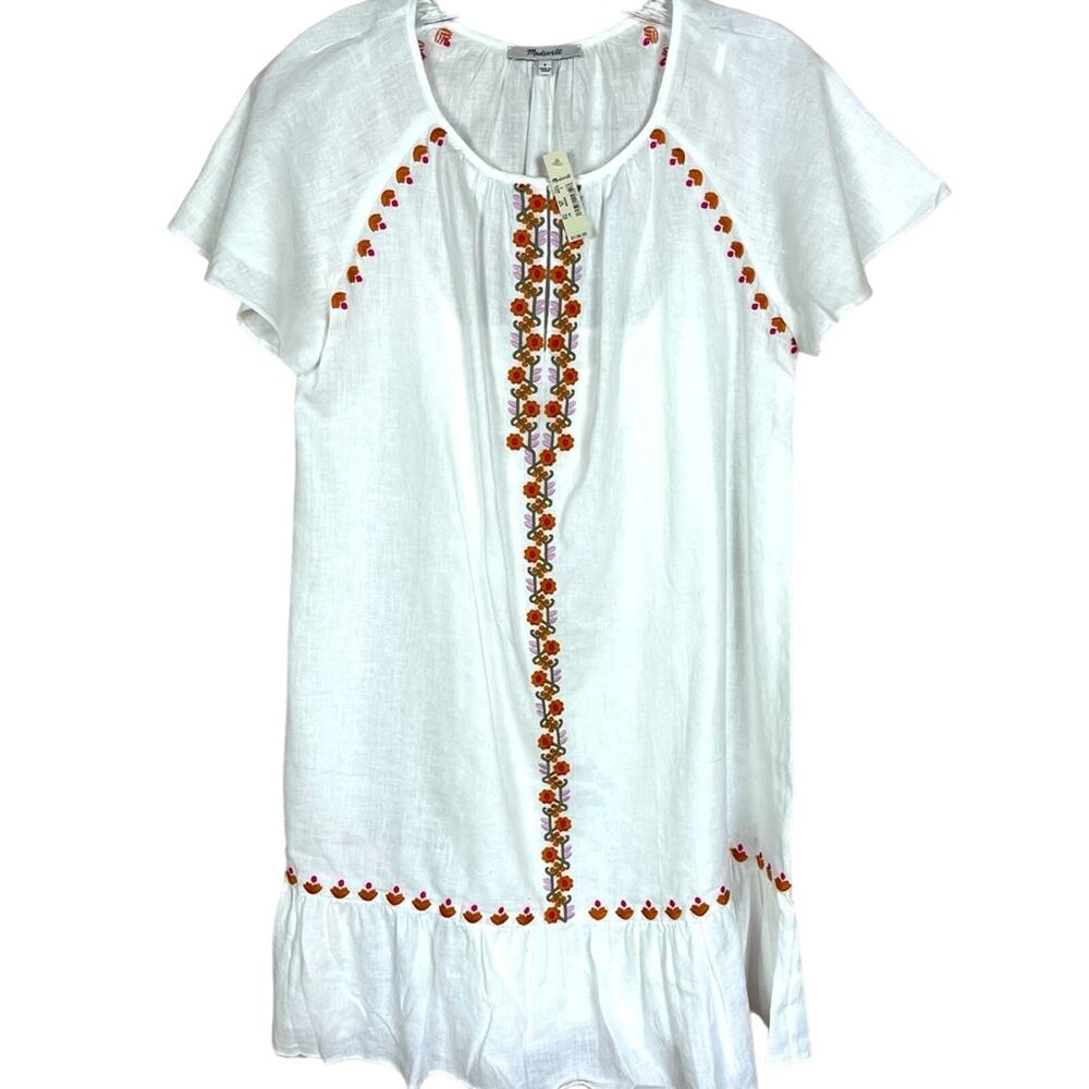 Lighthouse Embroidered Linen Blend Shift Dress